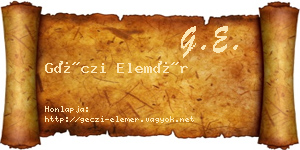 Géczi Elemér névjegykártya